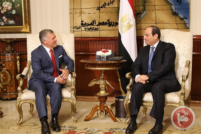 ملك الاردن ورئيس مصر يبحثان تطورات الأوضاع في فلسطين