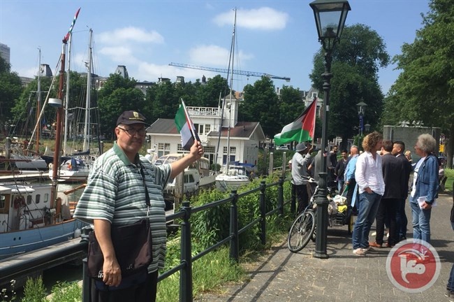 الجالية الفلسطينية في هولندا تشارك في وداع سفينة الحرية