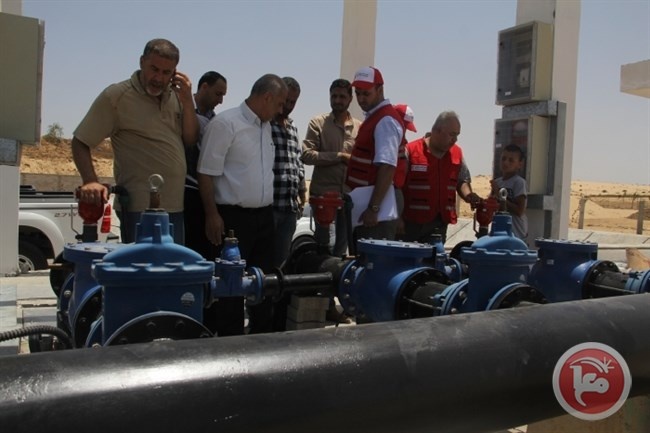 غزة- استلام أحواض مياه الصرف الصحي المعالجة