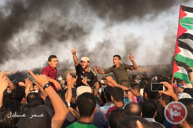 130 اصابة على حدود غزة واسرائيل تقصف خان يونس والبريج