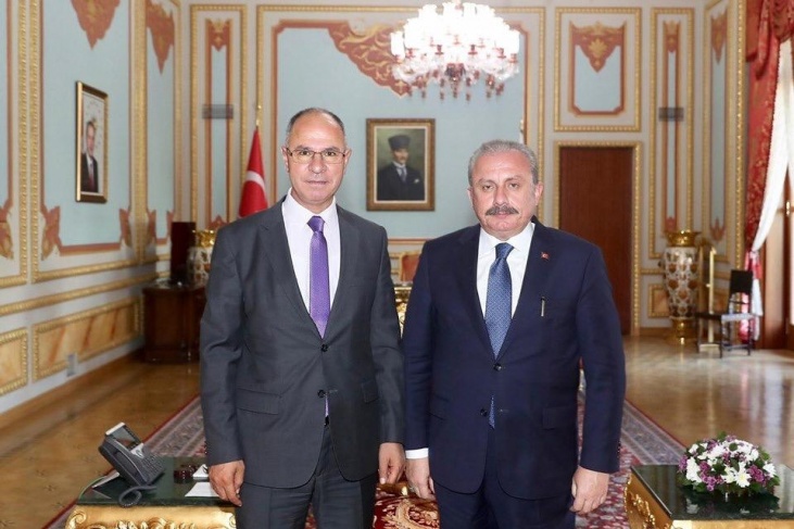 السفير فائد مصطفى يلتقي رئيس البرلمان التركي