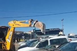 جيش الاحتلال يدمر محلات بيع السيارات المشطوبة جنوب نابلس(فيديو)